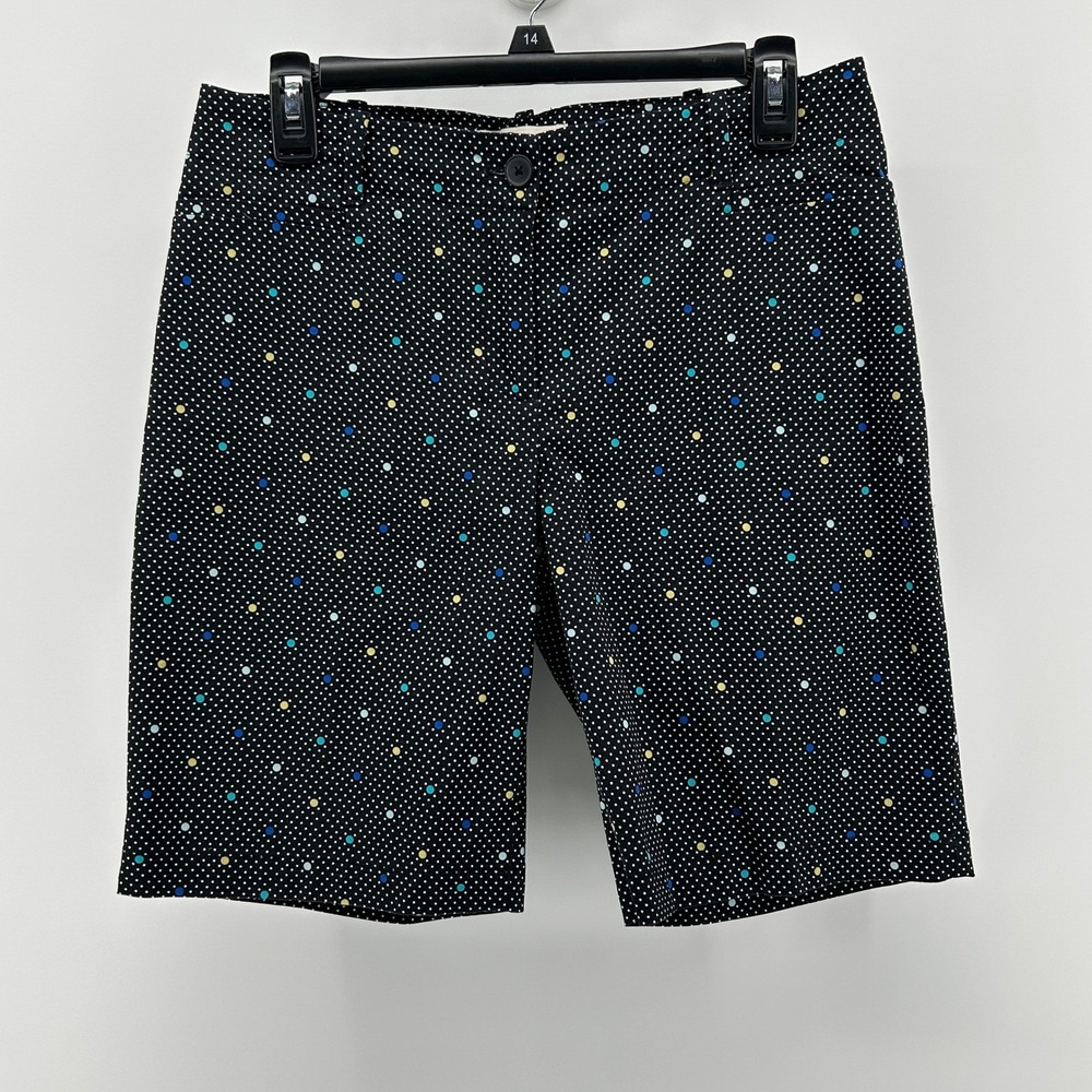 Talbots Black Colorful Polka Dot Bermuda Shorts 6 Petite Preppy Retro Resortwear